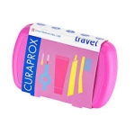 Curaprox Travel Set Στοματικής Υγιεινής Ταξιδίου με Οδοντόκρεμα 10ml + Οδοντόβουρτσα Πτυσσόμενη + Μεσοδόντιο Βουρτσάκι Καθαρισμού + Κουτί Μεταφοράς Ροζ 1τμχ