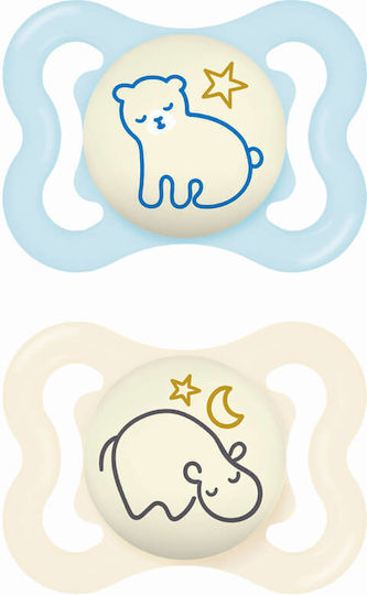 Mam Ορθοδοντικές Πιπίλες Σιλικόνης Νυκτός Ζωάκια μπλέ - μπέζ για 2-6 μηνών 2τμχ - Image 1