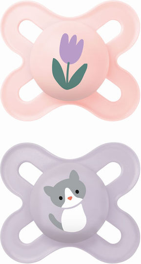 Mam Ορθοδοντικές Πιπίλες Σιλικόνης Ροζ & Μωβ για 0-2 μηνών 2τμχ - Image 1