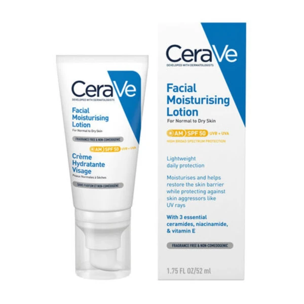 046c910b6f054cf07e8db57bc2a92c63.jpg CeraVe AM Facial Moisturising Lotion SPF50, 52ml - Image 1