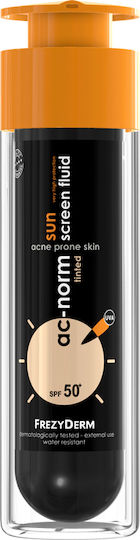 Frezyderm Ac-Norm Sun Screen Tinted Αδιάβροχη Αντηλιακή Κρέμα Προσώπου SPF50 με Χρώμα 50ml - Image 1