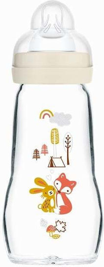 Mam Γυάλινο Μπιμπερό Feel Good Κατά των Κολικών με Θηλή Σιλικόνης για 2+ μηνών Κρεμ Αλεπού 260ml - Image 1