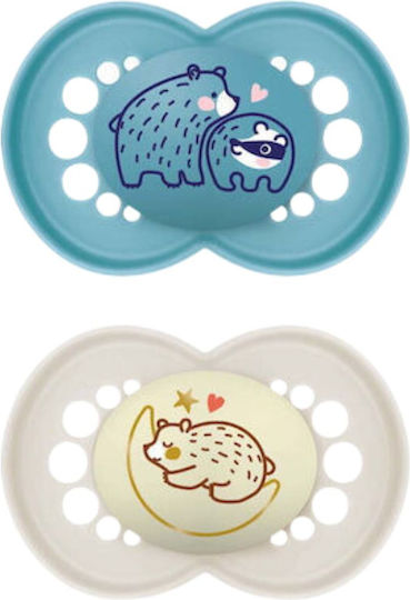 Mam Πιπίλες Σιλικόνης Νυκτός Αρκουδάκι - Γκρι / Μπλε για 16+ μηνών 2τμχ - Image 1