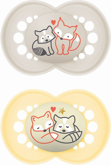 Mam Πιπίλες Σιλικόνης Νυκτός Κίτρινο Εκρού για 16+ μηνών 2τμχ - Image 1