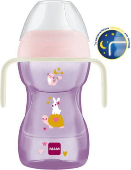 Mam Fun To Drink Night Εκπαιδευτικό Μπιμπερό Πλαστικό με Λαβές Μωβ 8m+ 270ml - Image 1