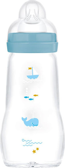 Mam Γυάλινο Μπιμπερό Feel Good Κατά των Κολικών με Θηλή Σιλικόνης για 2+ μηνών Μπλε 260ml - Image 1