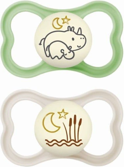 Mam Air Ορθοδοντικές Πιπίλες Σιλικόνης Νυκτός με Θήκη Πράσινο για 6-16 μηνών 2τμχ - Image 1