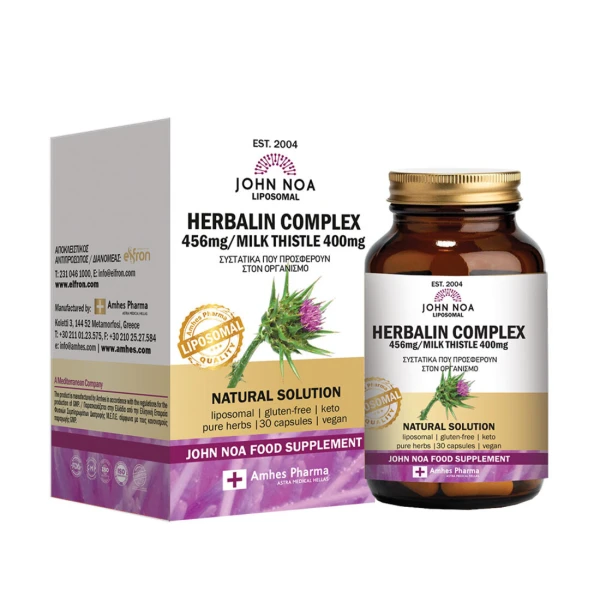 29470f64ebdb6df0e3f2645d391774b1.jpg John Noa Herbalin Complex 456 mg Milk Thistle Λιποσωμιακό 30 caps - Image 1