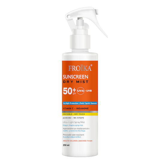 Froika Sunscreen Dry Αδιάβροχο Αντηλιακό Mist Προσώπου & Σώματος SPF50 250ml - Image 1