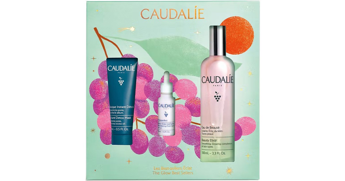 3522931006007_1 Caudalie Xmas Promo The Glow Best Sellers με Beauty Elixir Ελιξήριο Ομορφιάς, 100ml & Δώρο Instant Detox Mask Μάσκα Αποτοξίνωσης με Ροζ Άργιλο, 15ml & Brightening Dark Spot Serum Ορός Προσώπου Λάμψης για Πανάδες, 10ml, 1σετ - Image 1