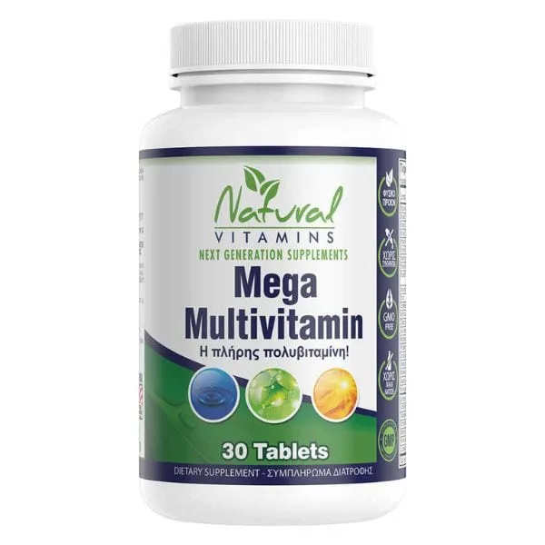 NAT4518 Natural Vitamins Mega Multivitamin 30 δισκία - Image 1