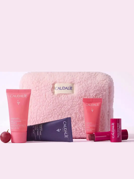 fixedratio_20261014160845_caudalie_winter_skincare_set_peripoiisis_gia_enydatosi_5tmch Caudalie Limited Edition Travel Promo Pouch VinoHydra Moisturizing Cleansing Gel, 30ml, Deep Hydration Moisturizer, 15ml, Tinted Lip Balm, 4.5g, Density & Volume Shampoo, 30ml & Free Beauty Pouch, 1pc, 1set - Image 1